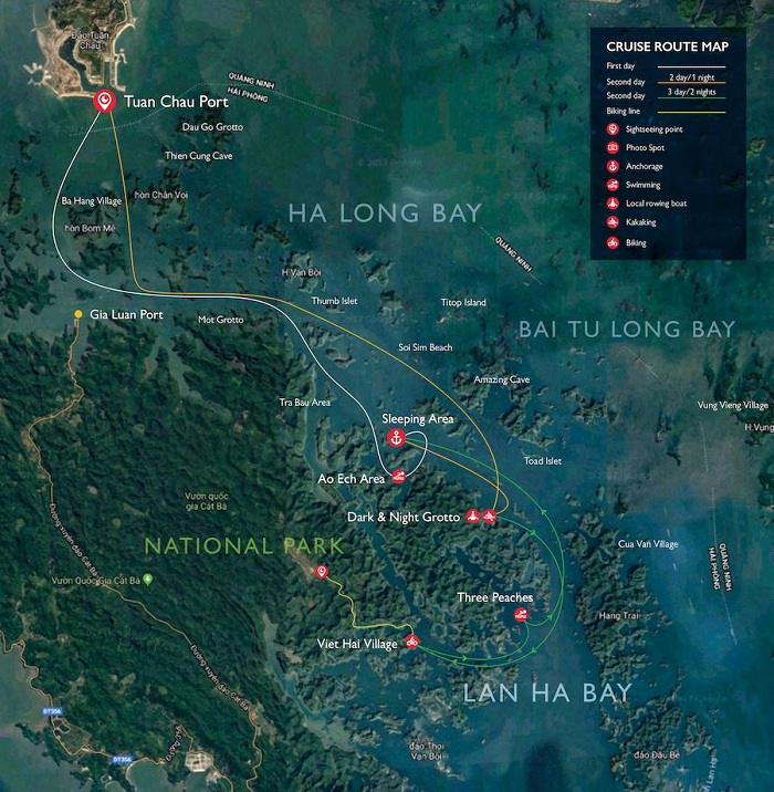 attractions halong bay top 15 halong bay must-sees halong bay cruise route route map halong bay